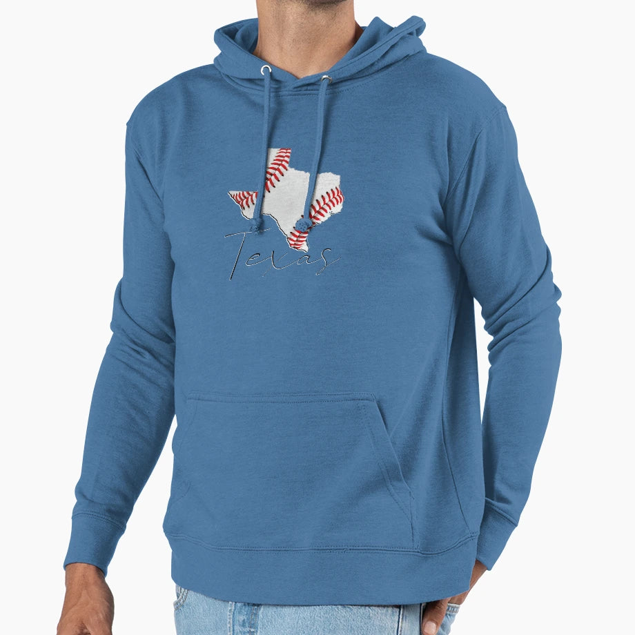 Texas Usa Map Real Baseball En Hoodie - Custom Art Print for Adults - T-Shirt, Sweatshirt, Hoodie
