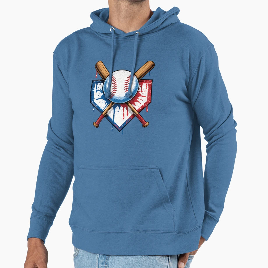 American Flag Baseball Fans Ball Bat And Hoodie - Trendy Graphic Unisex - T-Shirt, Sweatshirt, Hoodie