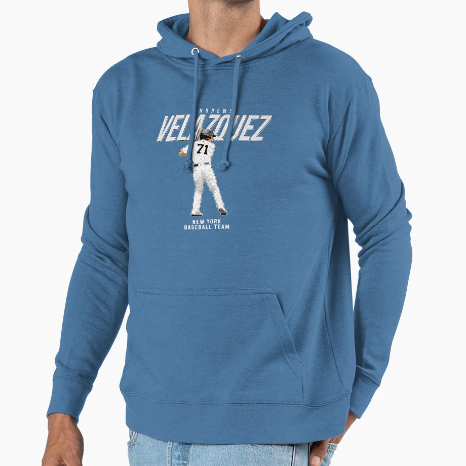 Andrew Velazquez 71 New York Baseball Hoodie - Custom Art Print Men Women - T-Shirt, Sweatshirt, Hoodie