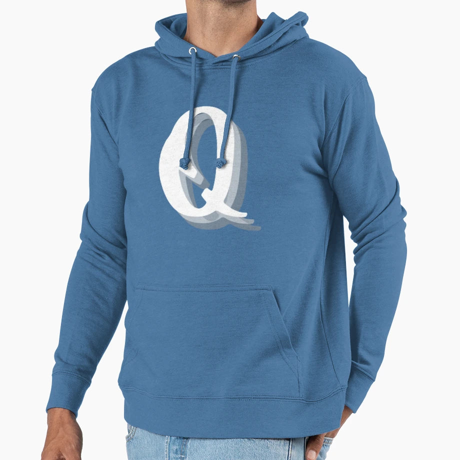 Q Letter Hoodie - Minimalist Print Men Women - T-Shirt, Sweatshirt, Hoodie
