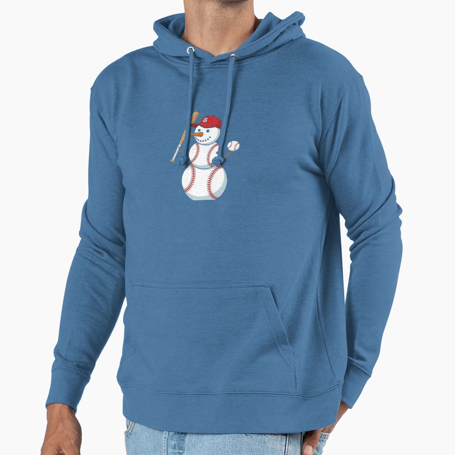 Baseball Player Snowman Hoodie - Minimalist Print Men Women - T-Shirt, Sweatshirt, Hoodie