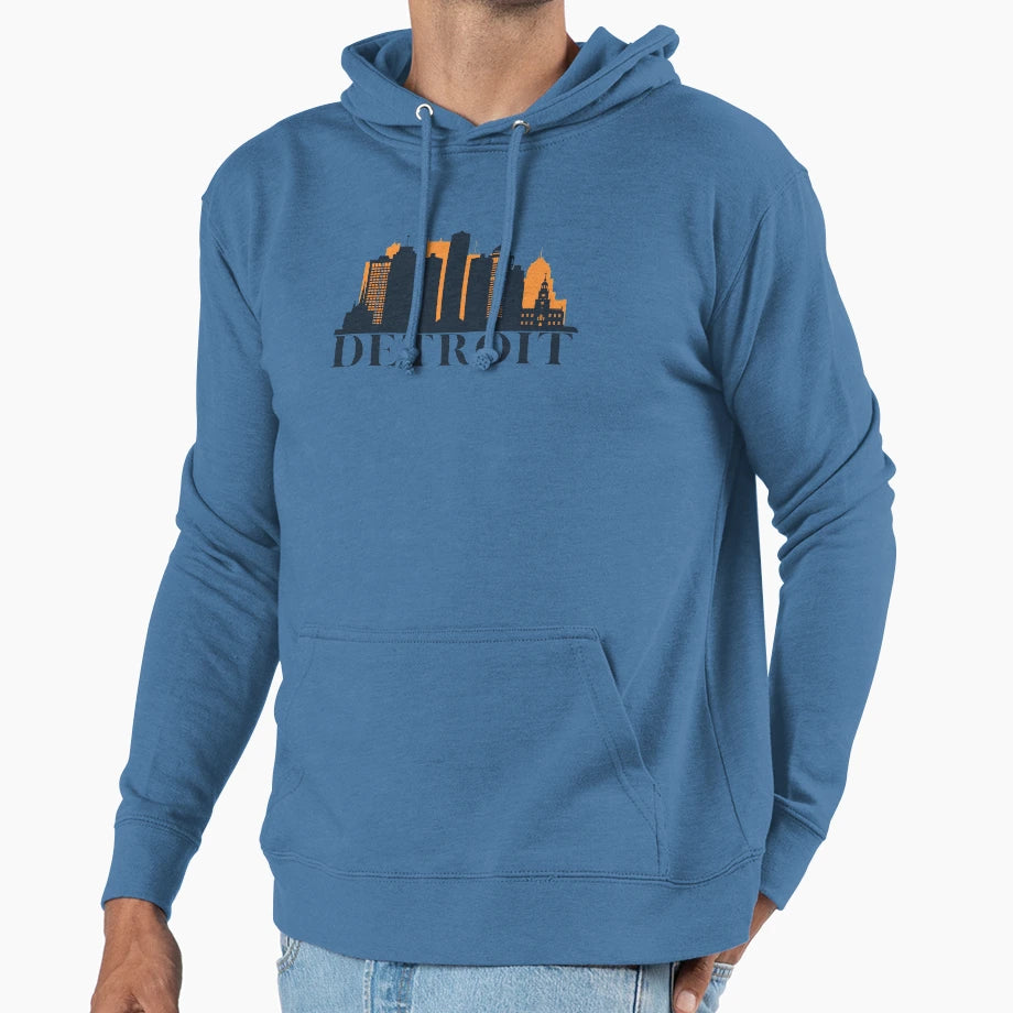 Detroit Skyline Hoodie - Minimalist Print Men Women - T-Shirt, Sweatshirt, Hoodie