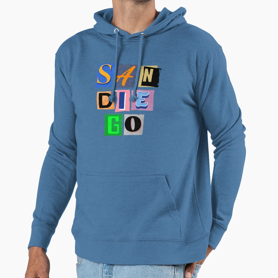 San Diego Scribble Sd Waves Hoodie - Novelty Apparel Unisex - T-Shirt, Sweatshirt, Hoodie