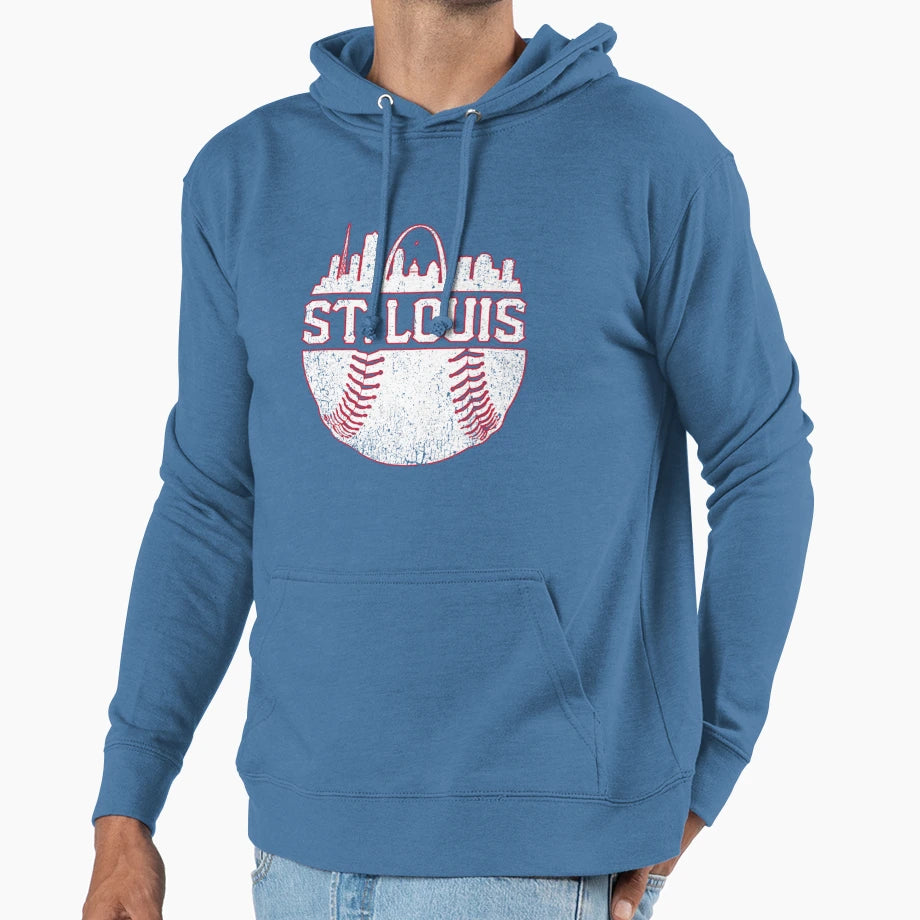 St Louis Baseball Skyline Cardinal Hoodie - Aesthetic Graphic Men Women - T-Shirt, Sweatshirt, Hoodie