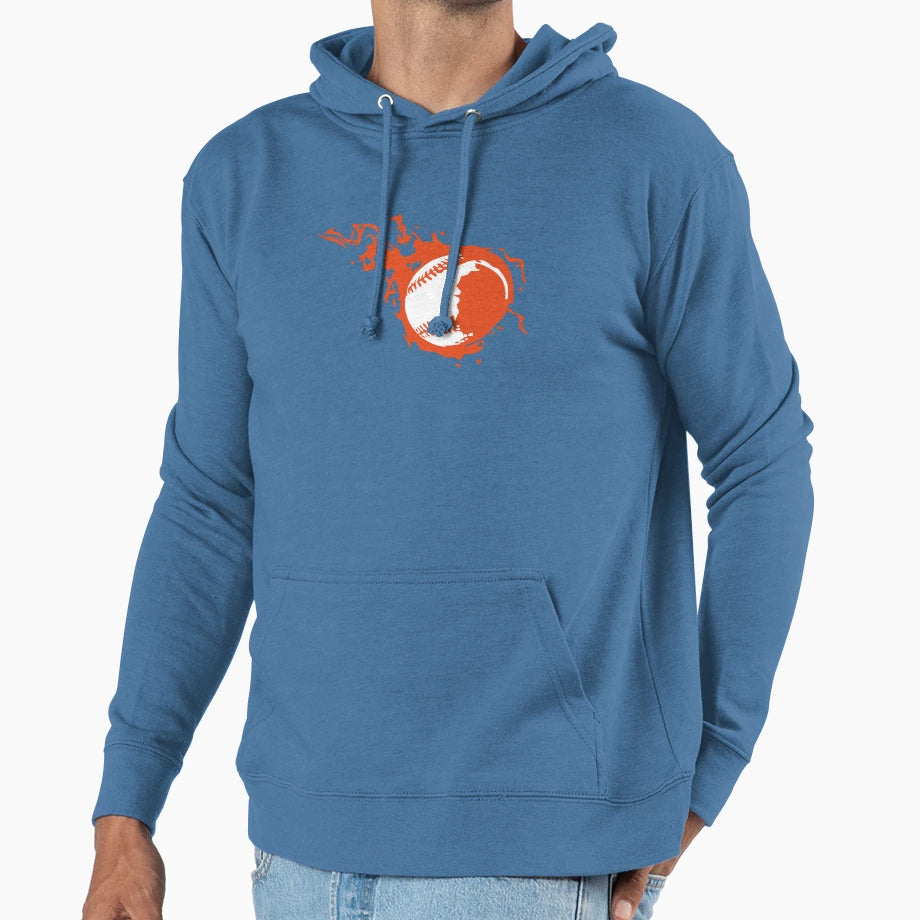 Baseball Flame Fire Hoodie - Casual Everyday Wear Men Women - T-Shirt, Sweatshirt, Hoodie