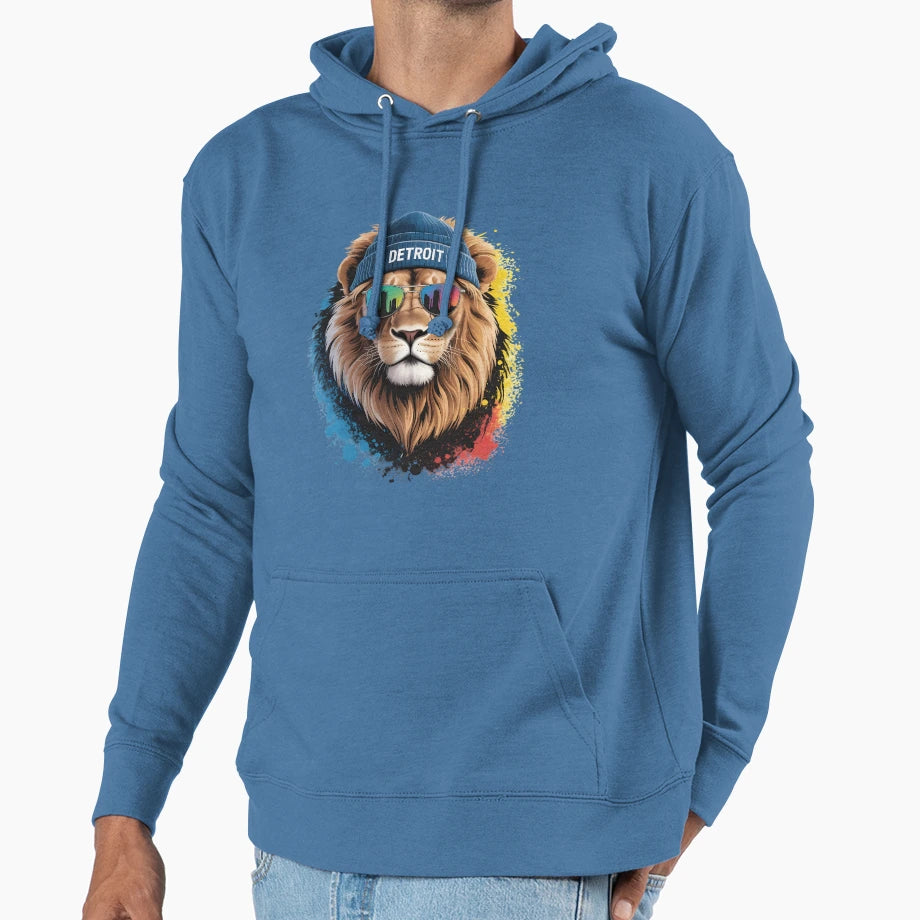 Detroit Lion Hoodie - Graphic Print Men Women - T-Shirt, Sweatshirt, Hoodie