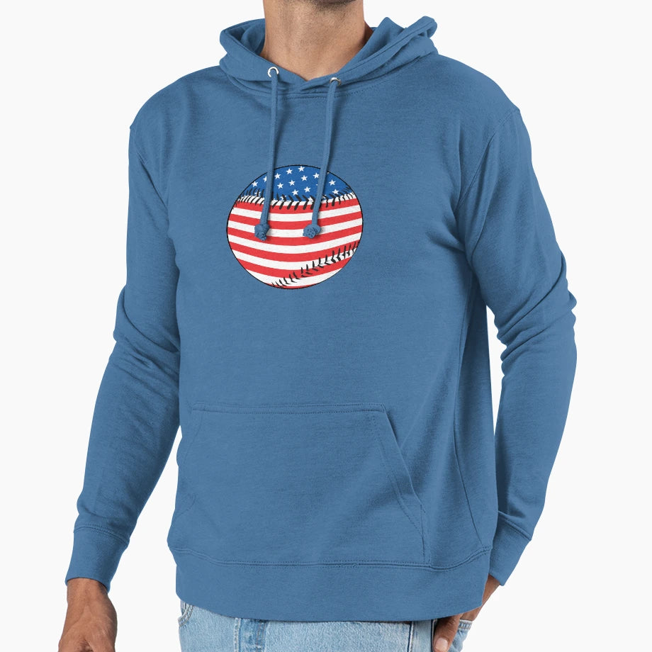 Baseball 4Th July American Flag Usa T-Shirt - Fun Novelty Design Unisex - T-Shirt, Sweatshirt, Hoodie