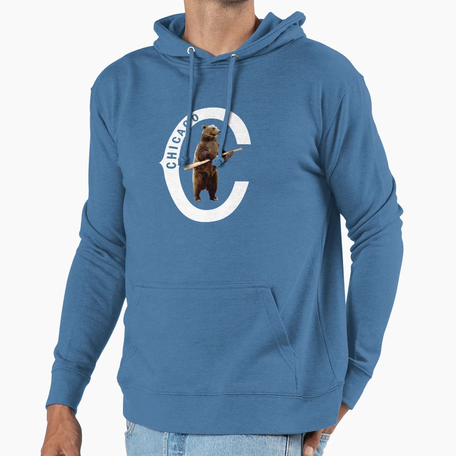 Bear Bat White Logo Hoodie - Minimalist Print Men Women - T-Shirt, Sweatshirt, Hoodie