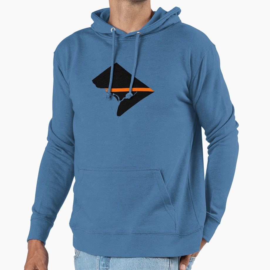 Washington Dc Thin Orange Line Hoodie - Novelty Apparel for Adults - T-Shirt, Sweatshirt, Hoodie