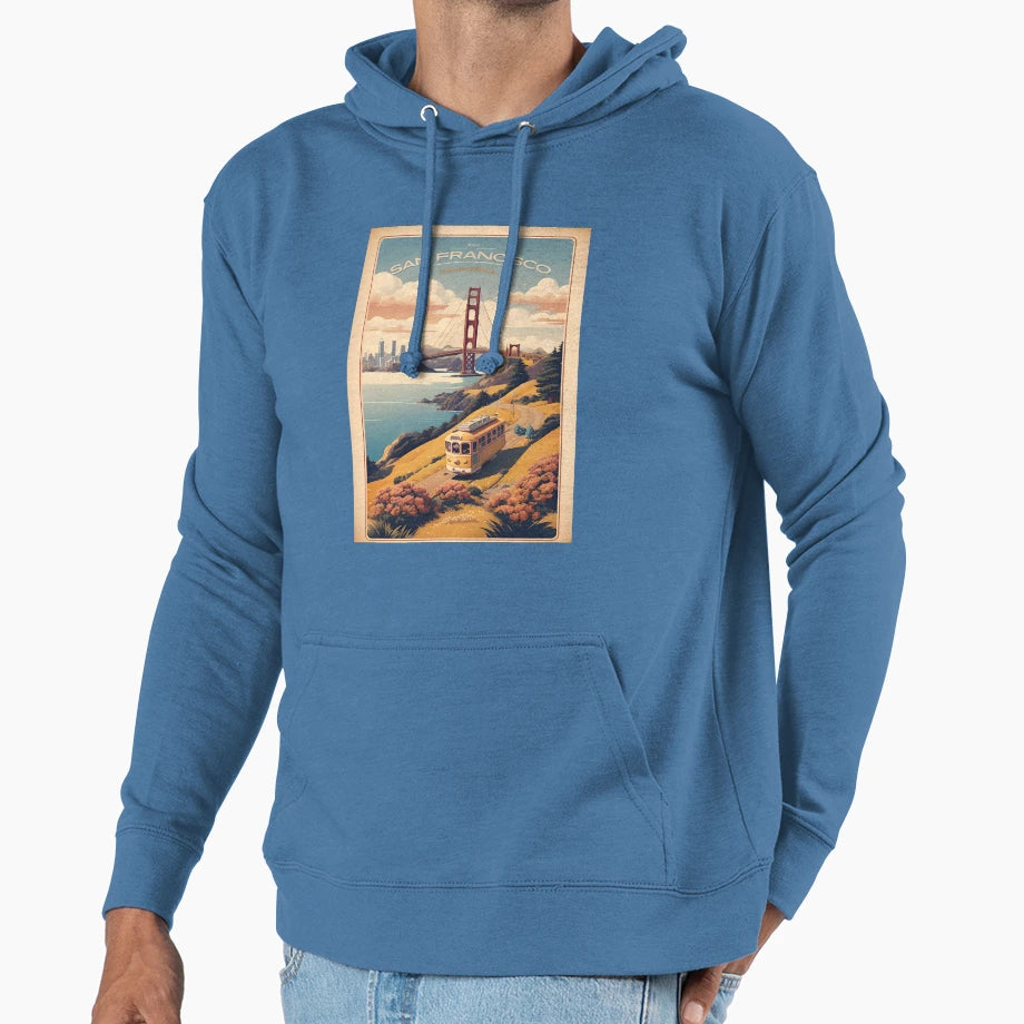 San Francisco Nostalgic California Hoodie - Fun Novelty Design for Adults - T-Shirt, Sweatshirt, Hoodie