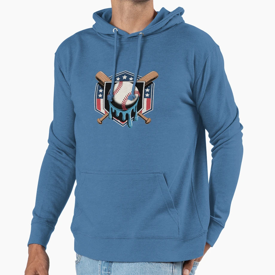 Baseball Drip Ice Cream 4Th July Hoodie - Graphic Print for Adults - T-Shirt, Sweatshirt, Hoodie