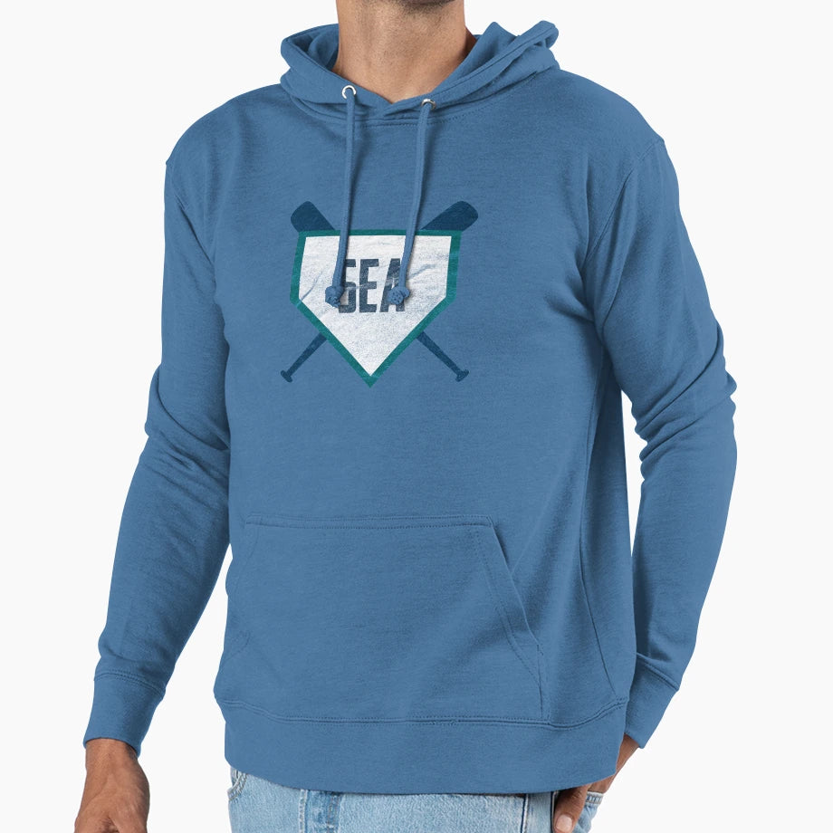 Seattle Abbreviation Baseball Home Plate Hoodie - Graphic Print Unisex - T-Shirt, Sweatshirt, Hoodie
