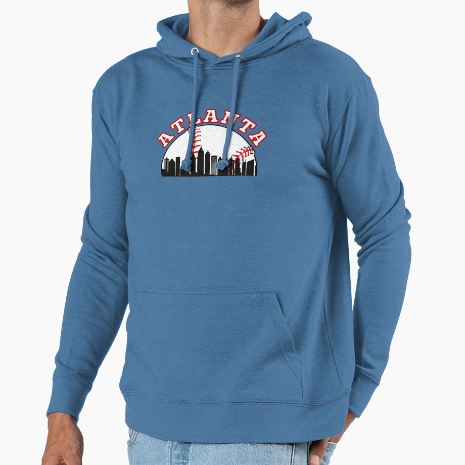 Atlanta Baseball Atlanta Cityscape Hoodie - Novelty Apparel for Adults - T-Shirt, Sweatshirt, Hoodie