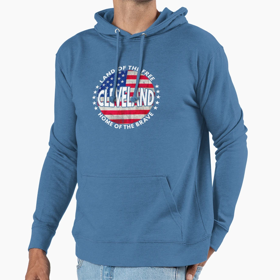 Cleveland Stars And Stripes Hoodie - Novelty Apparel for Adults - T-Shirt, Sweatshirt, Hoodie