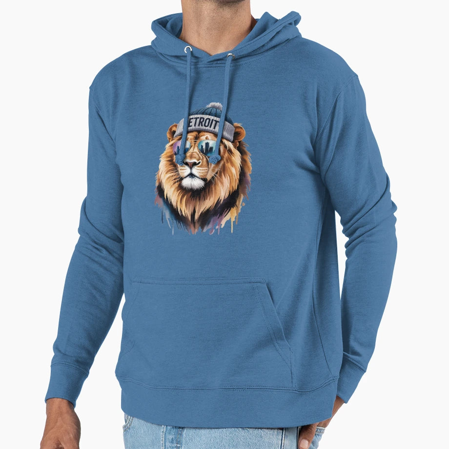 Detroit Lion Hoodie - Aesthetic Graphic for Adults - T-Shirt, Sweatshirt, Hoodie