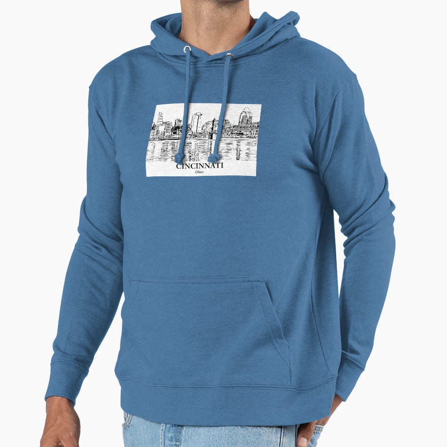 Cincinnati Ohio Hoodie - Minimalist Print Men Women - T-Shirt, Sweatshirt, Hoodie