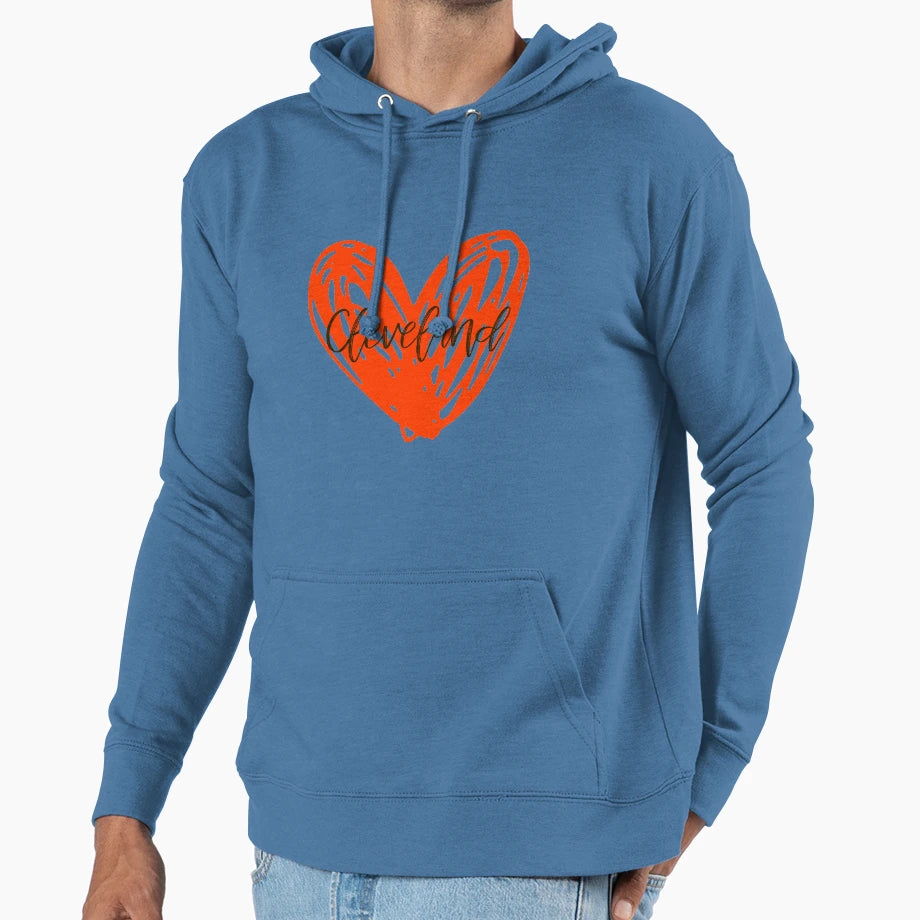 Cleveland Heart Hoodie - Custom Art Print Unisex - T-Shirt, Sweatshirt, Hoodie