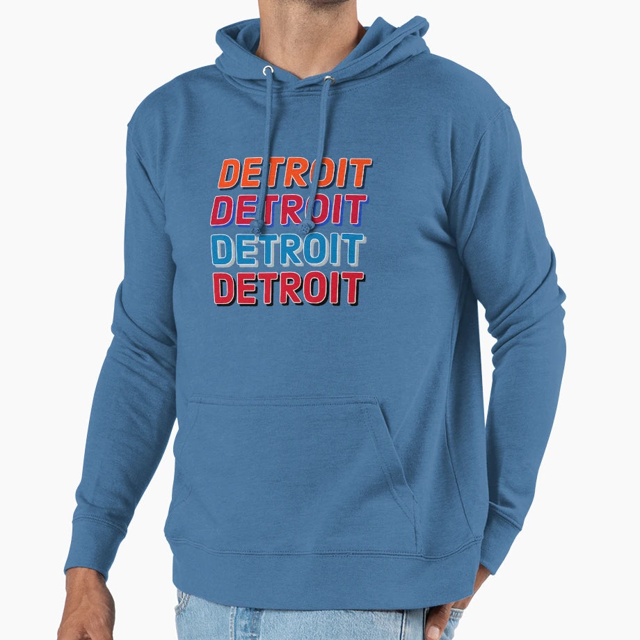 Detroit Sports Teams Multi Color Pride Hoodie - Novelty Apparel for Adults - T-Shirt, Sweatshirt, Hoodie