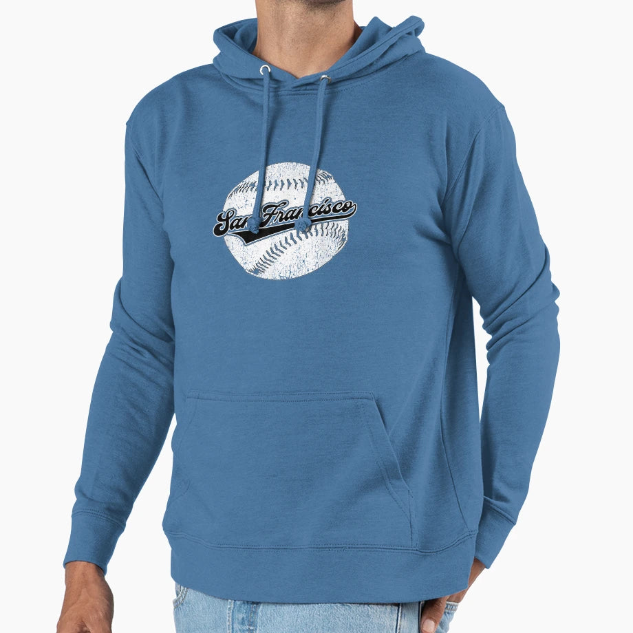 San Francisco Baseball Distressed Hoodie - Custom Art Print for Adults - T-Shirt, Sweatshirt, Hoodie