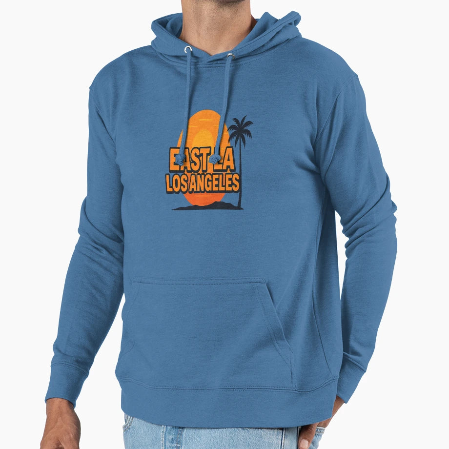 East La Los Angeles Sunset Vibes Hoodie - Novelty Apparel for Adults - T-Shirt, Sweatshirt, Hoodie