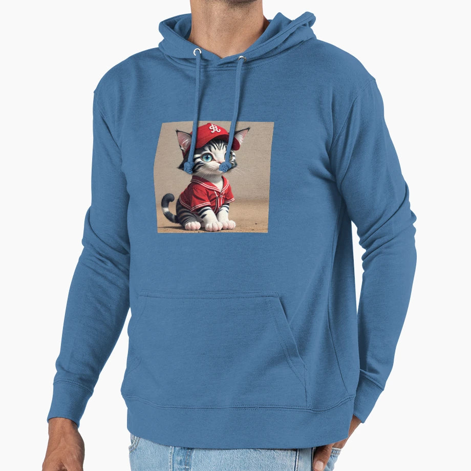 Baseball Cat Hoodie - Graphic Print Men Women - T-Shirt, Sweatshirt, Hoodie