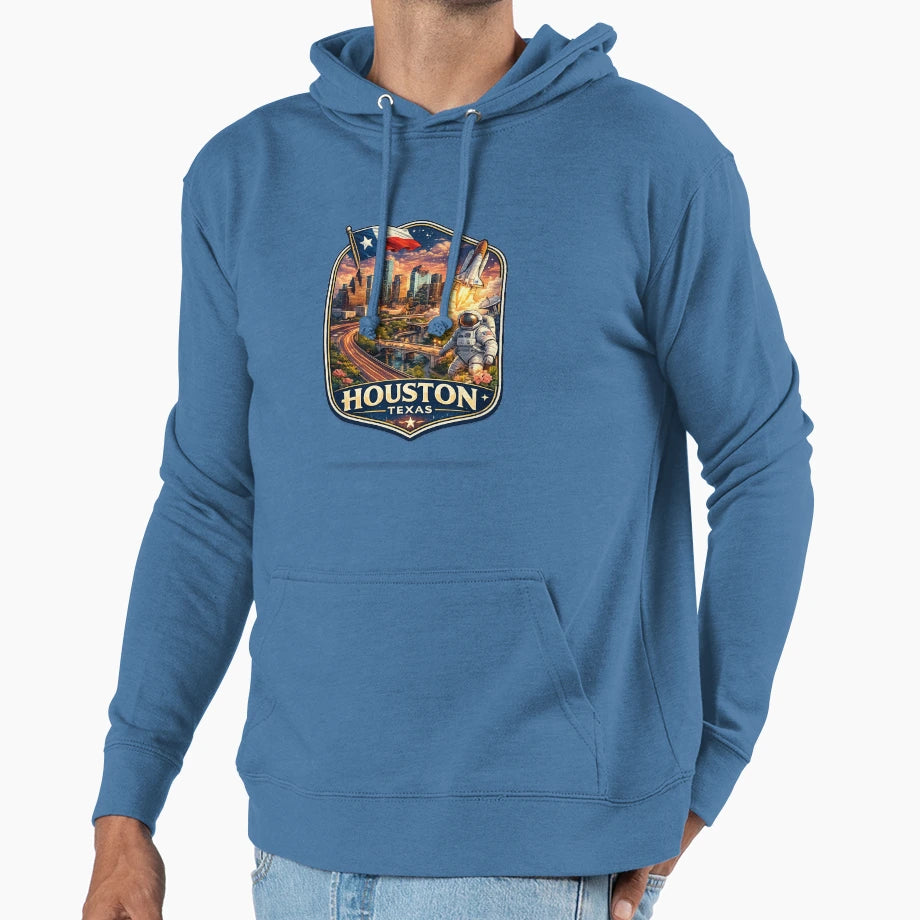Houston Texas Skyline Nasa Space Shuttle Hoodie - Trendy Graphic for Adults - T-Shirt, Sweatshirt, Hoodie