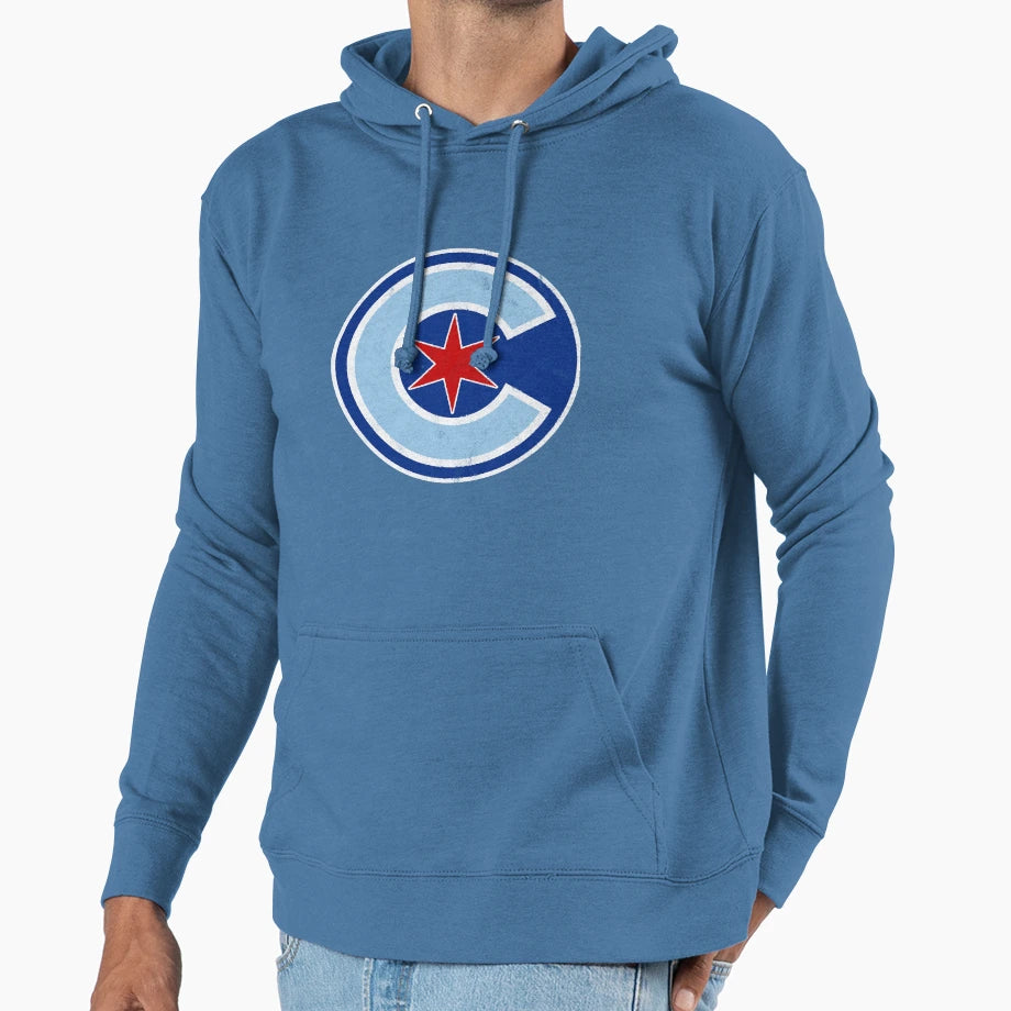 Chicago Wrigleyville Star Logo Emblem Hoodie - Aesthetic Graphic Unisex - T-Shirt, Sweatshirt, Hoodie