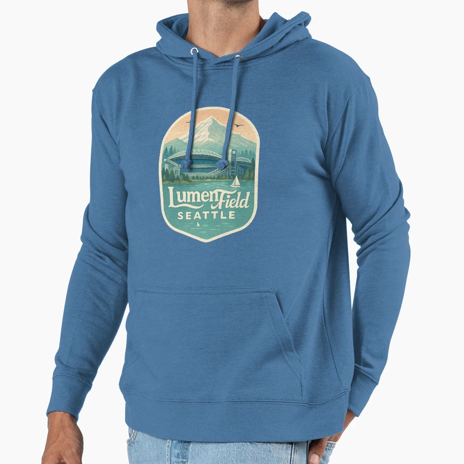Lumen Field Mount Rainier Seattle Hoodie - Fun Novelty Design for Adults - T-Shirt, Sweatshirt, Hoodie