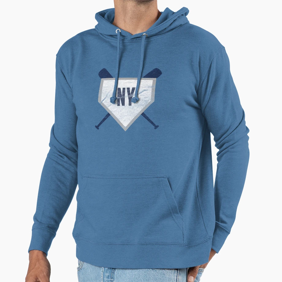 New York Abbreviation Baseball Home Plate Hoodie - Minimalist Print Unisex - T-Shirt, Sweatshirt, Hoodie