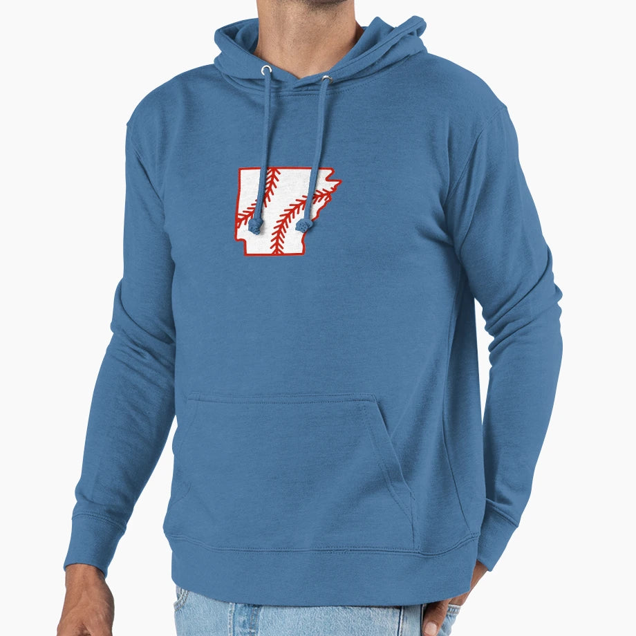 Arkansas State Outline Baseball Stitch Hoodie - Streetwear Style Unisex - T-Shirt, Sweatshirt, Hoodie