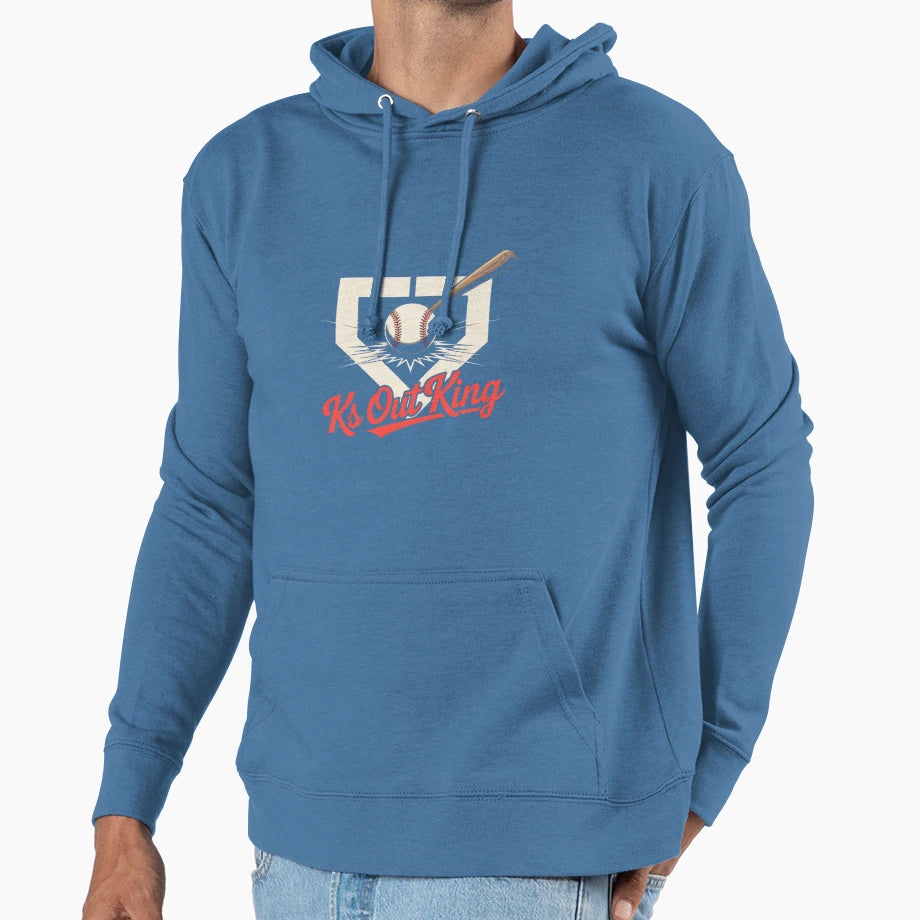 Ks Out King Baseball Power Swing Hoodie - Casual Everyday Wear Unisex - T-Shirt, Sweatshirt, Hoodie