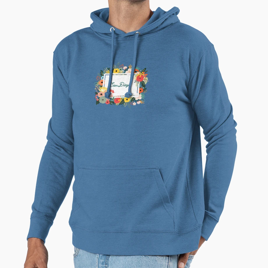 San Diego Flower Frame Hoodie - Novelty Apparel for Adults - T-Shirt, Sweatshirt, Hoodie