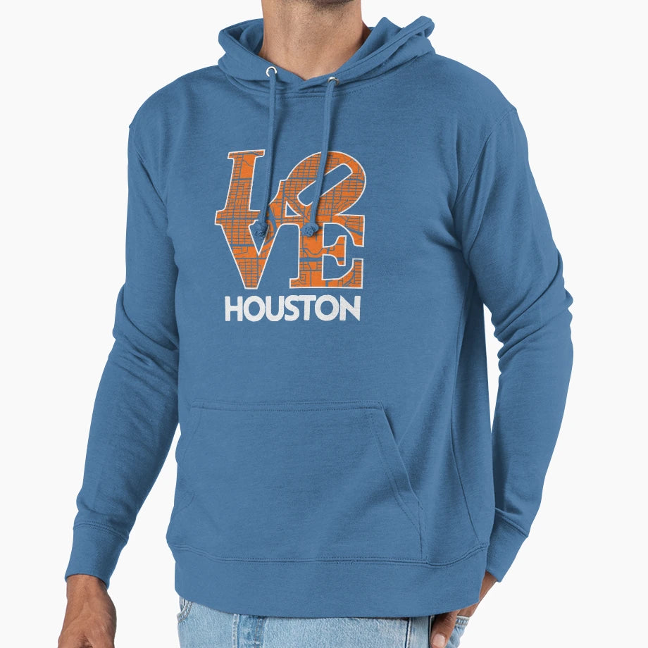 Love Houston City Map Houston 313 Hoodie - Custom Art Print for Adults - T-Shirt, Sweatshirt, Hoodie