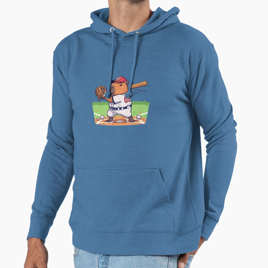 Capybara Baseball Player Capybara Hoodie - Custom Art Print Men Women - T-Shirt, Sweatshirt, Hoodie