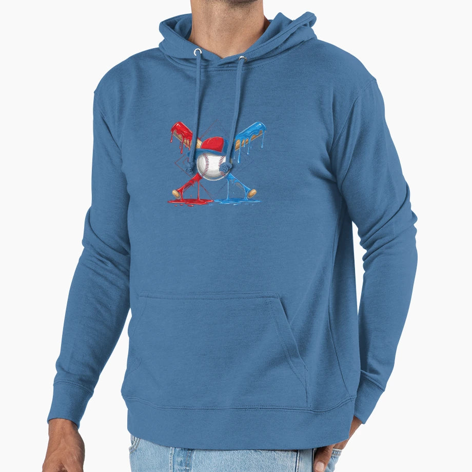 American Baseball Drip Graffiti Ball Hoodie - Casual Everyday Wear Unisex - T-Shirt, Sweatshirt, Hoodie