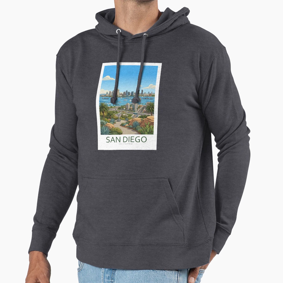 San Diego California Travel Art Hoodie - Streetwear Style for Adults - T-Shirt, Sweatshirt, Hoodie