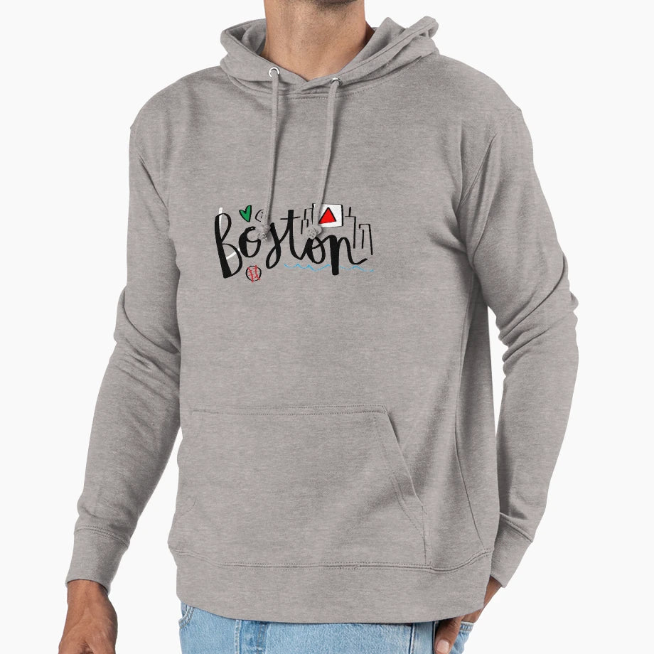 Boston Hoodie - Minimalist Print Men Women - T-Shirt, Sweatshirt, Hoodie