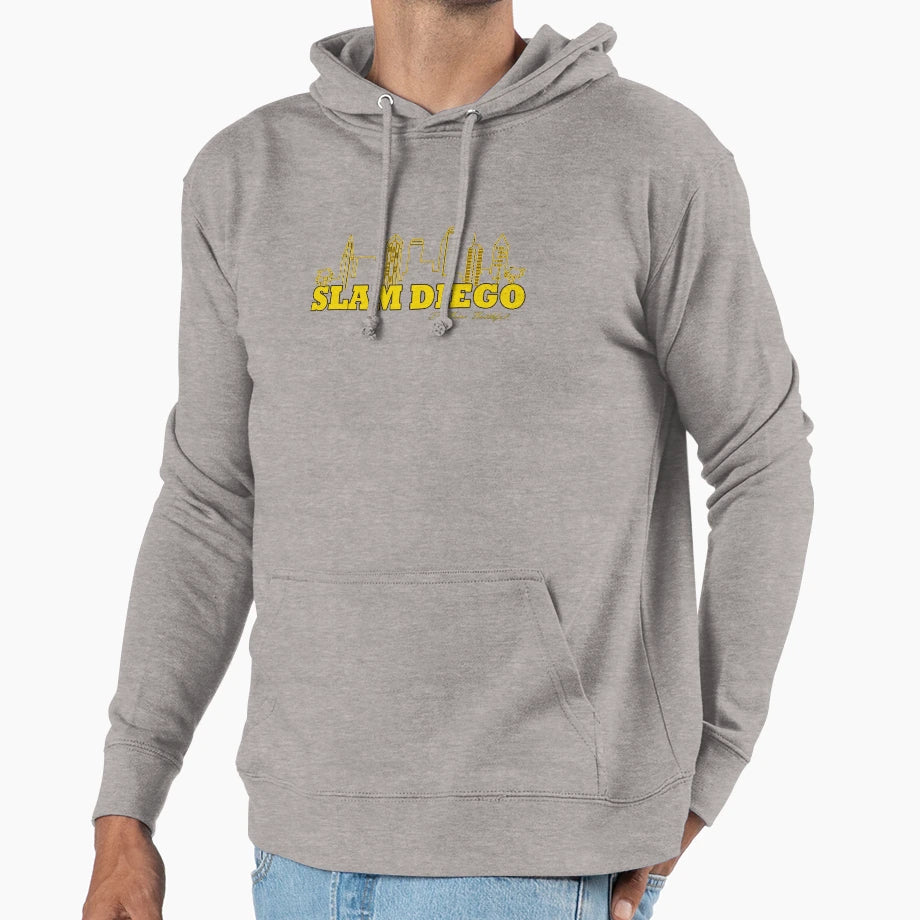 Slam Diego San Diego City Skyline Gold Hoodie - Novelty Apparel for Adults - T-Shirt, Sweatshirt, Hoodie