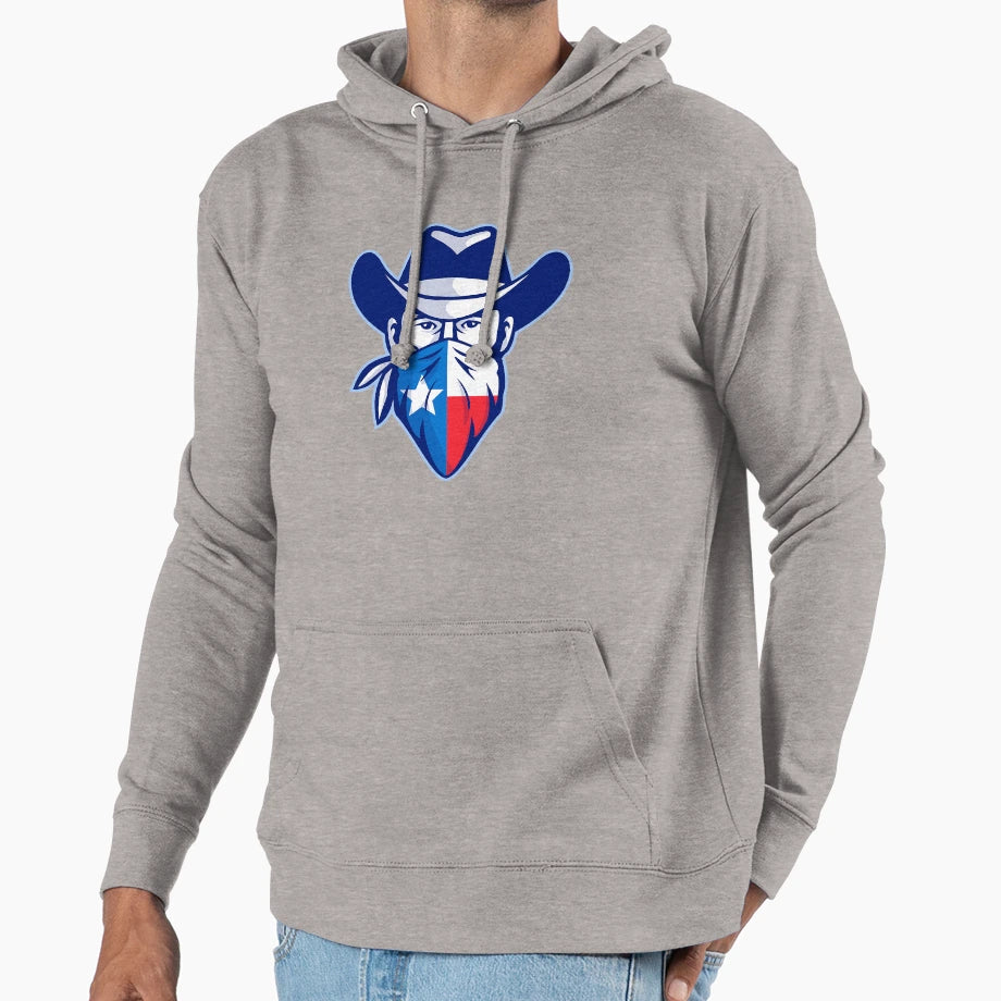 Texan Bandit Taxas Flag Bandana Mascot Hoodie - Novelty Apparel Unisex - T-Shirt, Sweatshirt, Hoodie