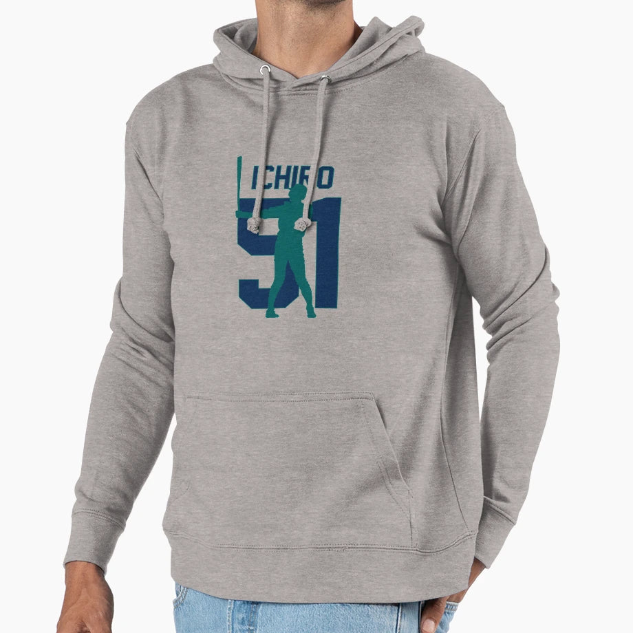 Ichiro Suzuki Jersey Number Artwork Hoodie - Fun Novelty Design Men Women - T-Shirt, Sweatshirt, Hoodie