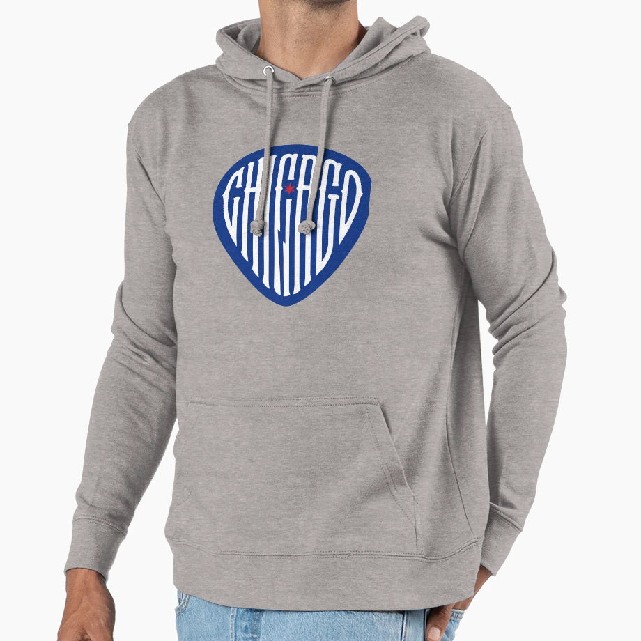 Chicago Blues Guitar Pick Hoodie - Novelty Apparel for Adults - T-Shirt, Sweatshirt, Hoodie