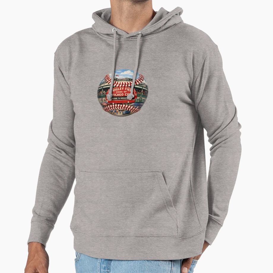 Wrigley Field Baseball Art Hoodie - Unique Graphic Men Women - T-Shirt, Sweatshirt, Hoodie