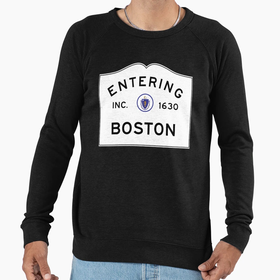 Entering Boston Commonwealth Sweatshirt - Minimalist Print Men Women - T-Shirt, Sweatshirt, Hoodie