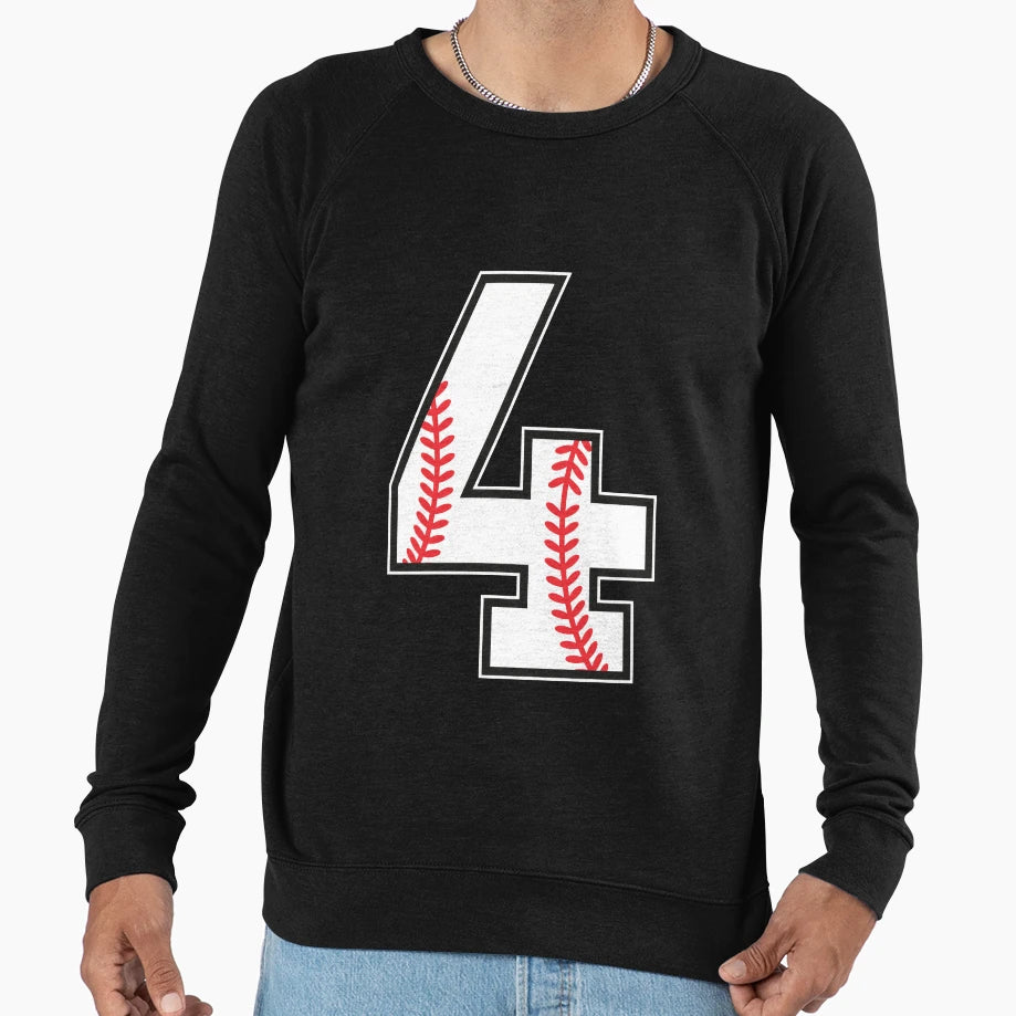 Baseball Number 4 Sweatshirt - Minimalist Print Men Women - T-Shirt, Sweatshirt, Hoodie