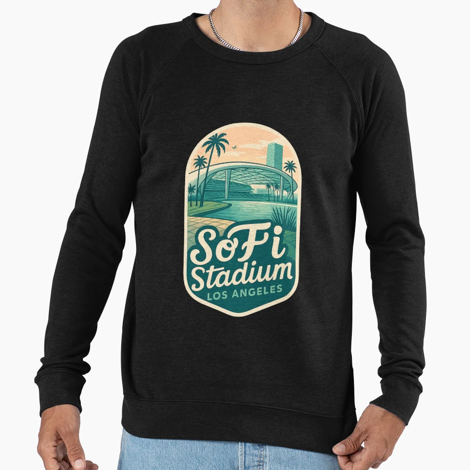 Sofi Stadium Sunset And Palms Los Sweatshirt - Custom Art Print Unisex - T-Shirt, Sweatshirt, Hoodie