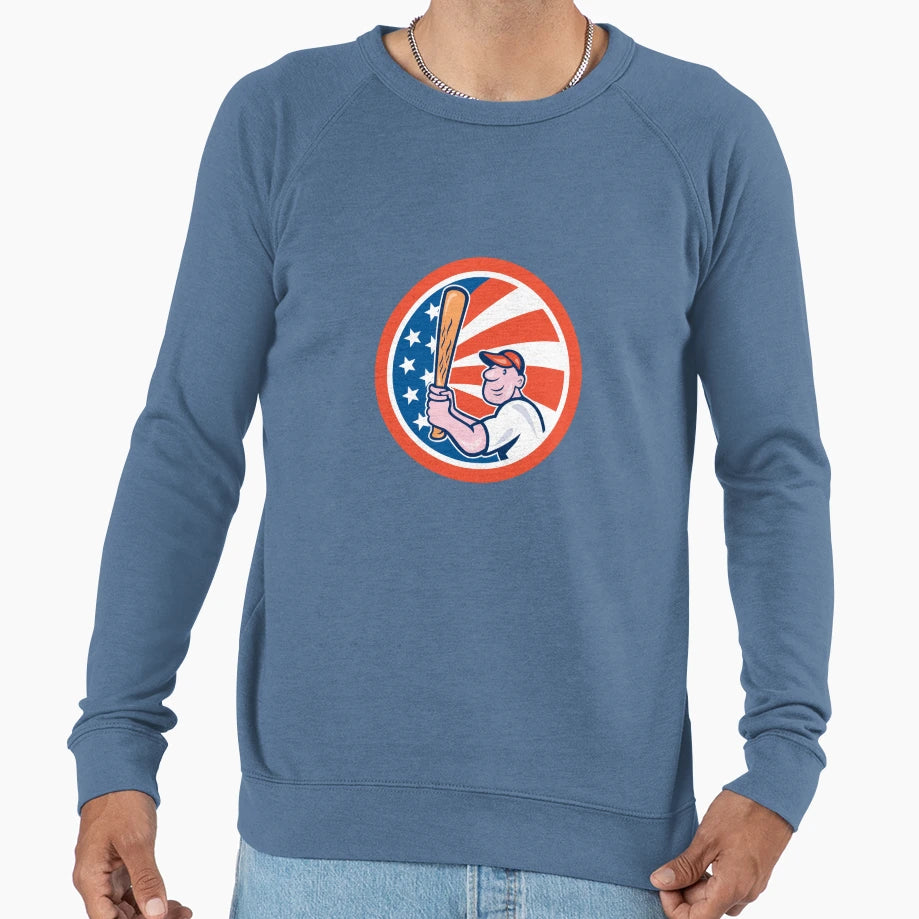 American Baseball Player Batting Sweatshirt - Novelty Apparel Men Women - T-Shirt, Sweatshirt, Hoodie