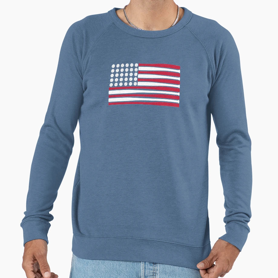 Usa Baseball Flag Sweatshirt - Minimalist Print Men Women - T-Shirt, Sweatshirt, Hoodie