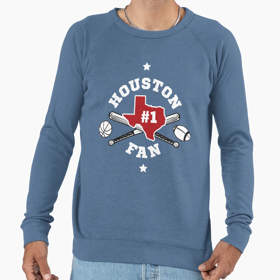 Houston 1 Fan Blue Sweatshirt - Trendy Graphic for Adults - T-Shirt, Sweatshirt, Hoodie