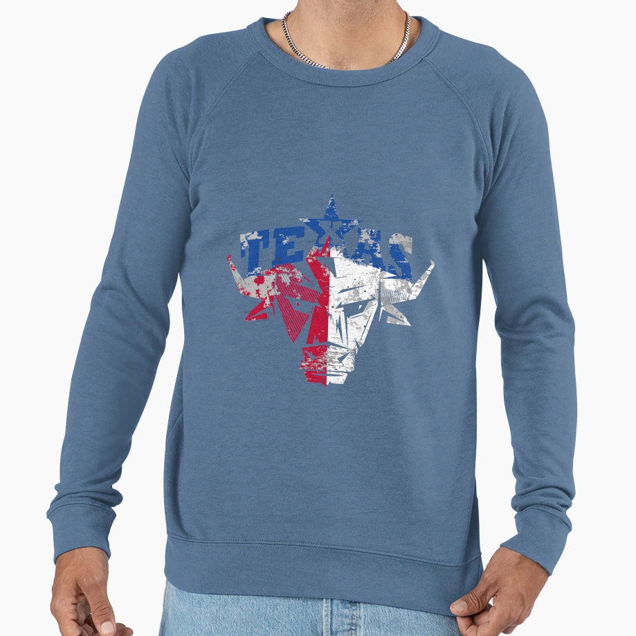 Texas Bull Red White Blue Sweatshirt - Unique Graphic Unisex - T-Shirt, Sweatshirt, Hoodie
