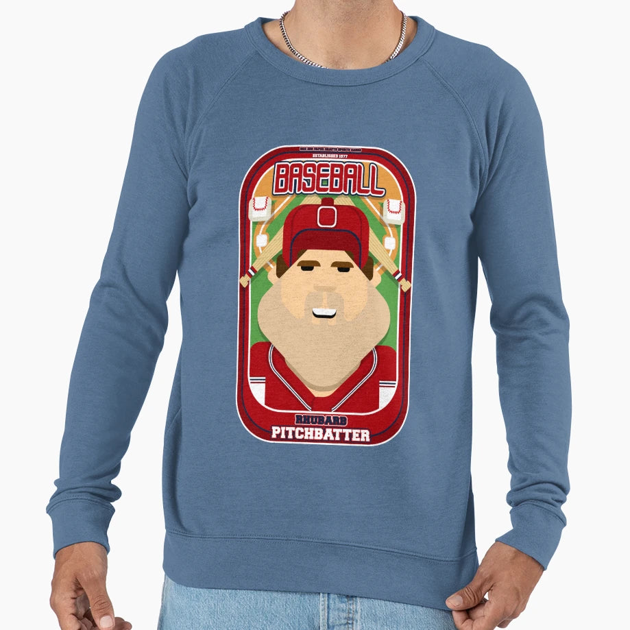 Baseball Red Blue White Rhubarb Sweatshirt - Graphic Print for Adults - T-Shirt, Sweatshirt, Hoodie